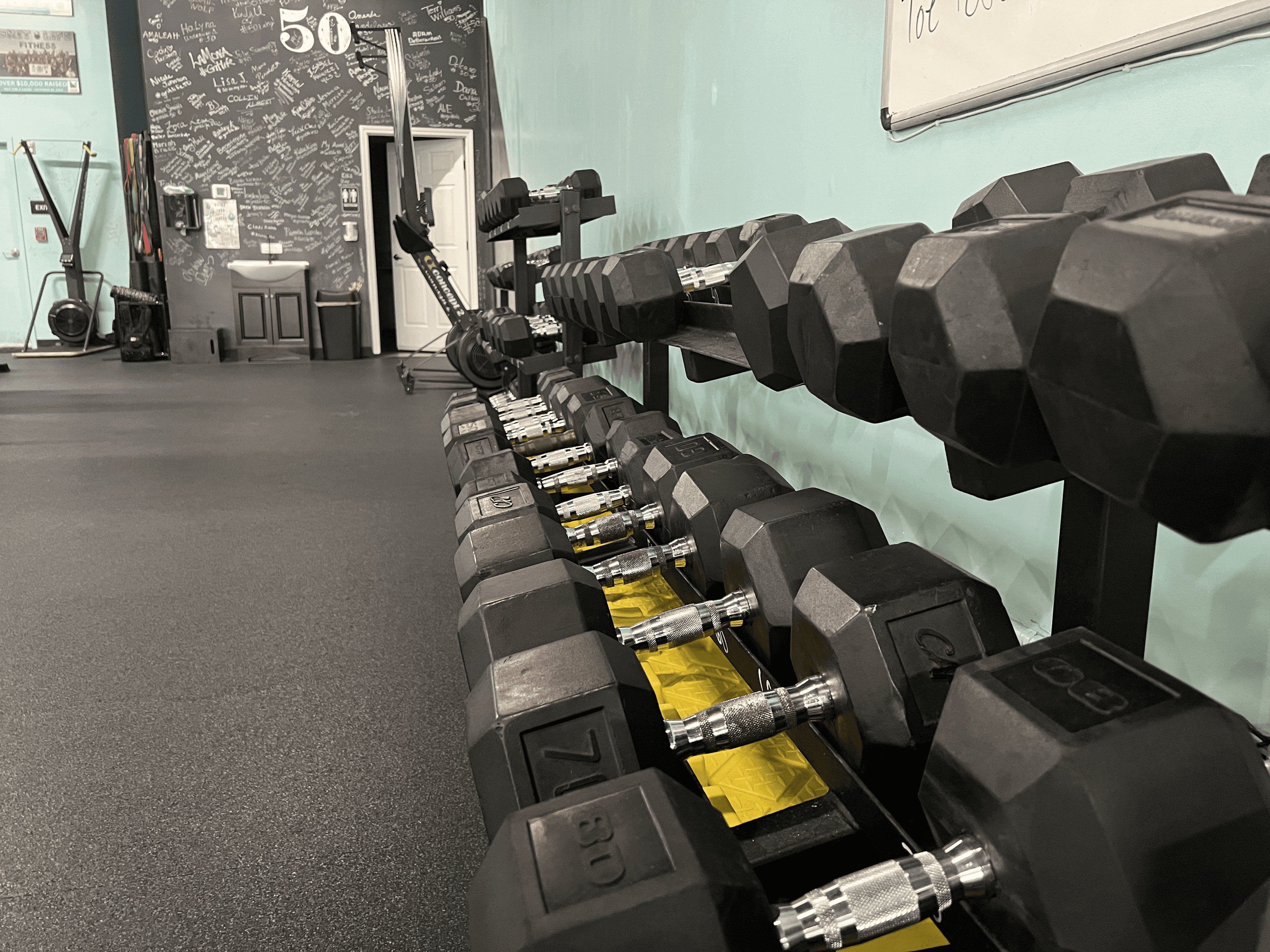 Dumbbell rack at the Grit Life studio